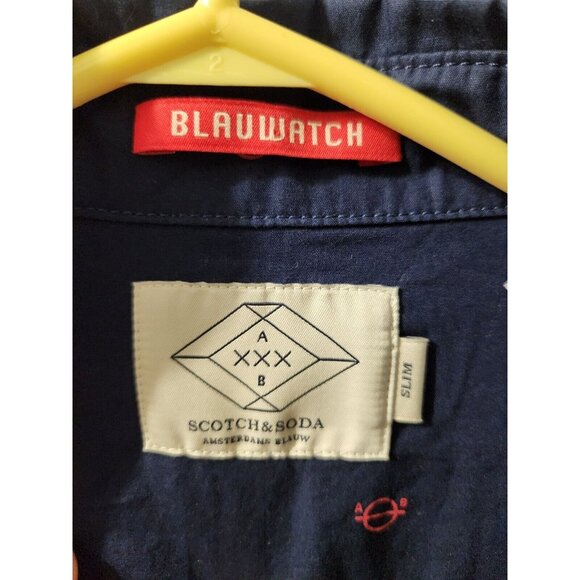 Scotch & Soda Men Shirt Blue Slim Large Long Sleeve - Picture 3 of 10